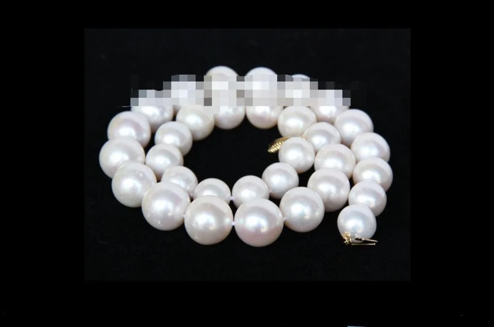 

~~ bjc>>round white FW pearls necklace 14K gold clasp Discount AAA
