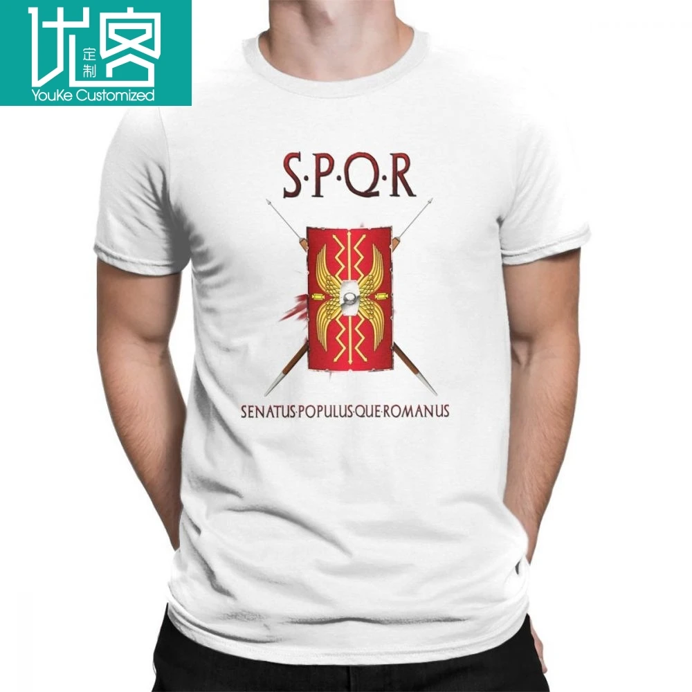 SPQR футболки 100% хлопок классический крой футболка с короткими рукавами Новинка Круглый вырез футболки мужские принт большого размера