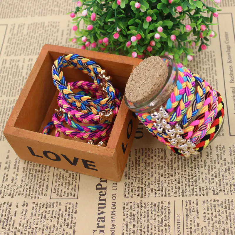 KAKU12 2015 New Fashion 5CM Hair Holders Weave Gold Plated Bowknot Rubber Bands Elastics Girl