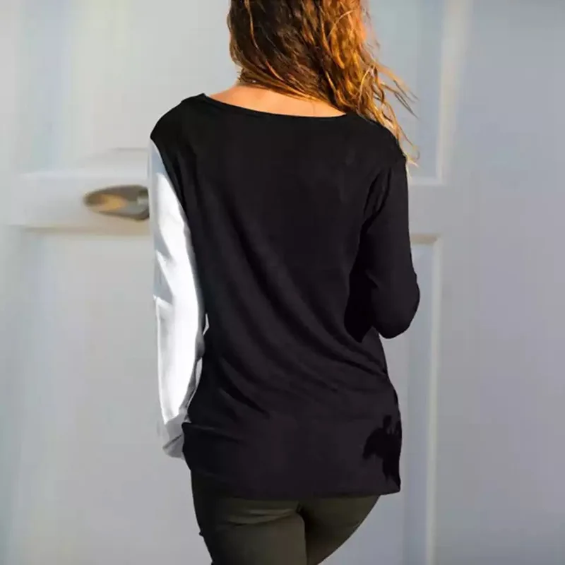 Женская футболка, топы с длинным рукавом, футболка с v-образным вырезом, Женская Полосатая футболка, 5XL размера плюс, Осень-зима, базовая женская одежда SJ1733Y