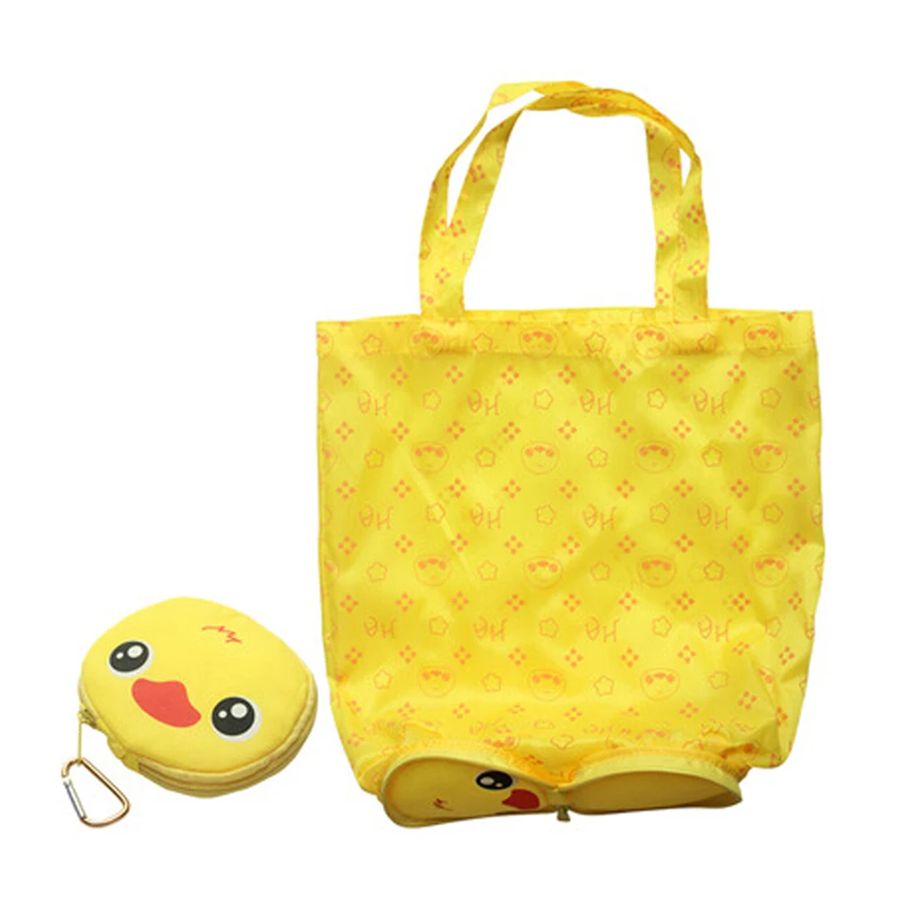 Милая Удобная хозяйственная сумка для хранения продуктов с мультипликационным принтом, многоразовая сумка-тоут, сумки, эко многоразовая сумка для фруктов и овощей - Цвет: Цвет: желтый