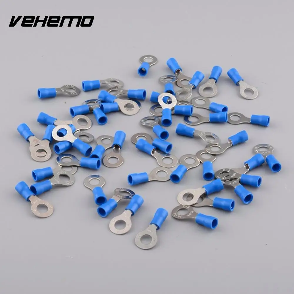 Vehemo OEM Blue Universal 50pcs 6.4mm Insulated Ring Electric Cable