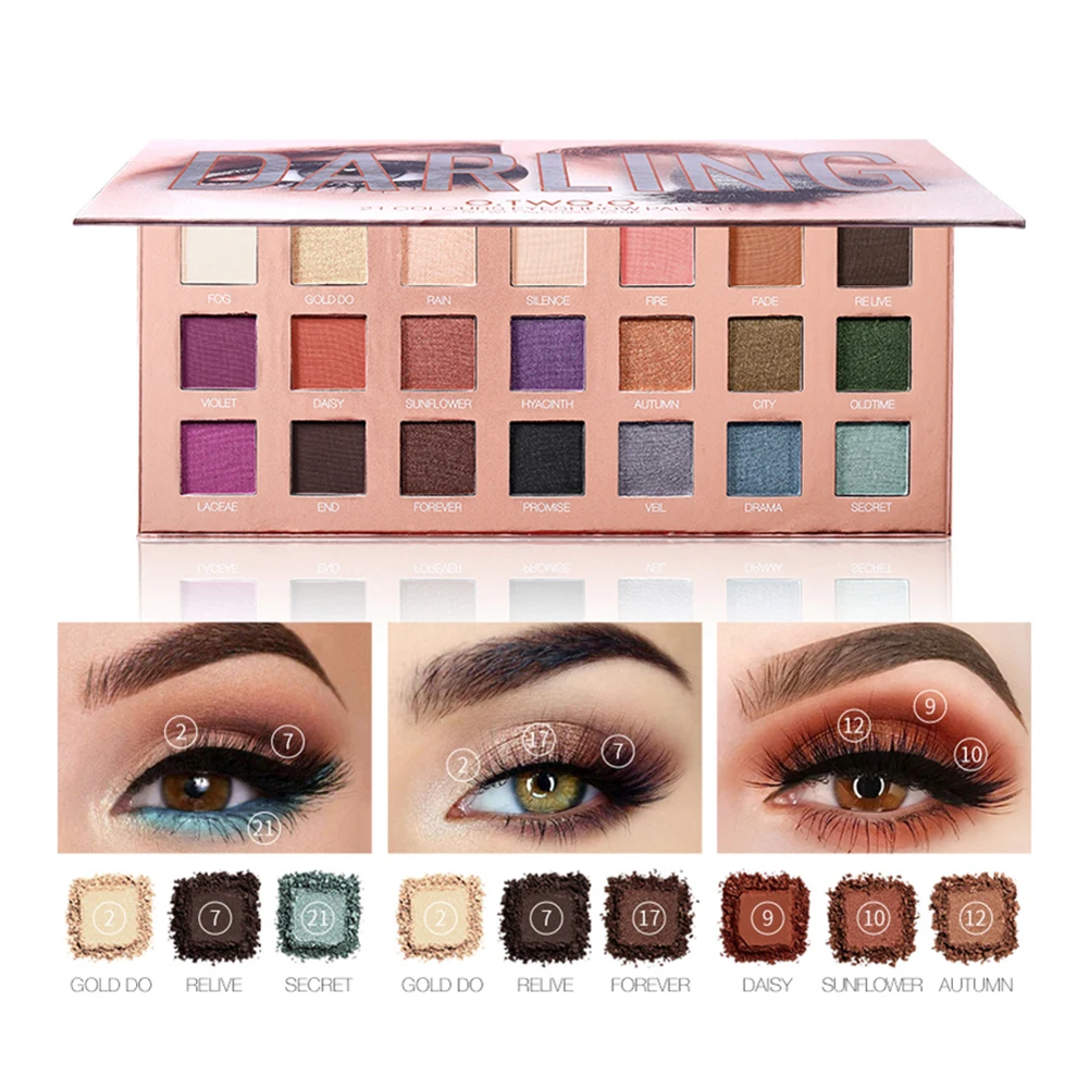 

21 colors dream eyeshadow palette white silver blue color pigment waterproof long lasting shimmer Cosmetic matte eyeshadow