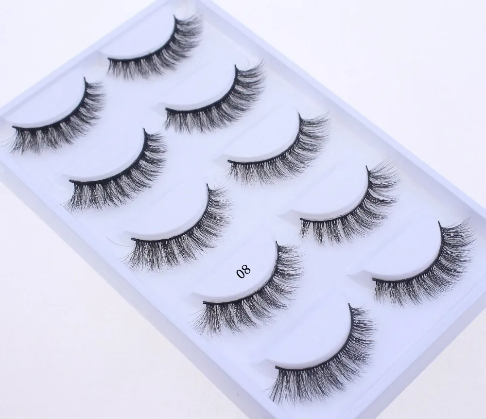 

HBZGTLAD New 5 pairs Real Mink Fake eyelashes 3D Natural False Eyelashes Mink Lashes Soft Eyelash Extension Makeup Kit Cilios 08