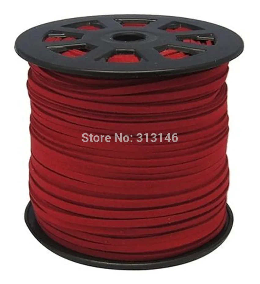 3 мм 90 м Плетенный, макраме кожаных шнуров из искусственной замши, "сделай сам" для Бисер браслет ювелирных изделий на плоской подошве веревочная нить - Цвет: Red