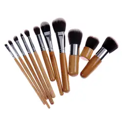 11 шт. комплект Профессиональный набор кистей для макияжа с классическим бамбуковой ручкой для Фонд Румяна Тени для век лицо косметические