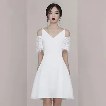 

2019 Celebrity Backless Spaghetti Strap Mini Dress Sexy Women Short Lace V Neck Hollow Out Night Club Body con Dresses Wholesale