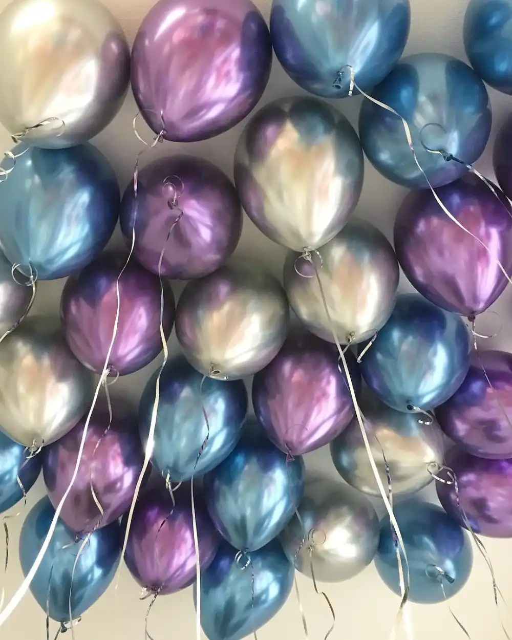 30pcs Metal Chrome Balloons Mixed Blue Silver Purple For Mermaid