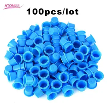 

ATOMUS 100pcs/Lot Plastic pigment Cups Caps Tattoo Ink Holder Permanent Makeup Supplies 2U1019