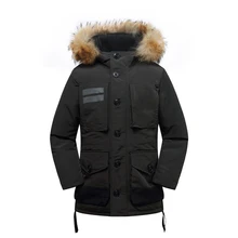 Зимняя новая уличная мужская куртка-пуховик для пеших прогулок Охота ходьба на лыжах куртка с меховым воротником белый утиный пух плюс бархатное толстое Мужское пальто