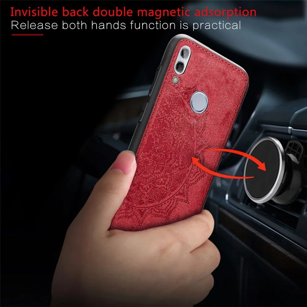 

For Huawei Honor 10 Lite Case Magnetic Fabric Hard PC Silicone Frame Back Cover for Huawei P Smart 2019 / Honor 10 Lite Case