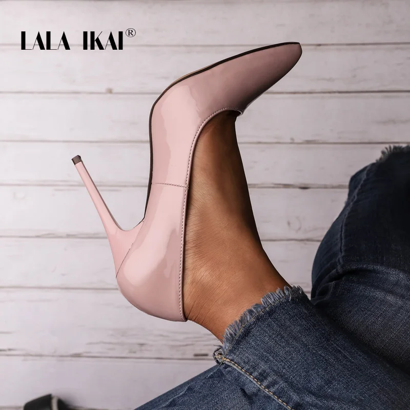 

LALA IKAI Ladies PU Leather Shallow Pumps Solid Color Pointed Toe Thin Heels Fashion Women Party Wedding Shoes 014C3382-5