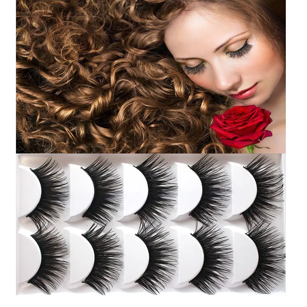 

Fashion New 5 Pairs Extra Long Thick Cross Natural False Eyelashes Handmade Fake Eye Lashes for Women Beauty Hot Sale