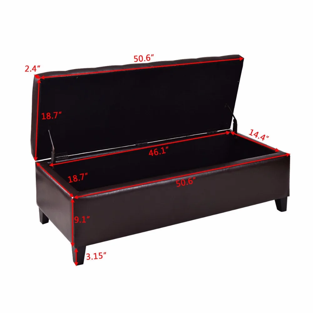 Goplus 51'' Storage Ottoman Bench Modern PU Leather Home Accents Tufted Rectangular Living Room Organizer Footstool HW56301 Goplus 51'' Storage Ottoman Bench Modern PU Leather Home Accents Tufted Rectangular Living Room Organizer Footstool HW56301
