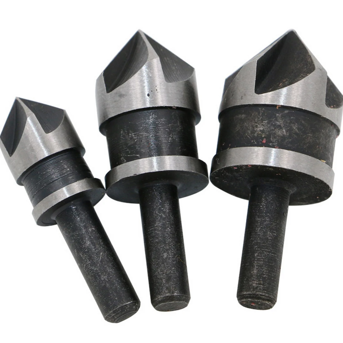 

3pcs 5 Flute Countersink Drill Bit Set 90 Degree Chamfering Cutter For Wood Metal Woodworking Deburring Tools 12/16/19mm