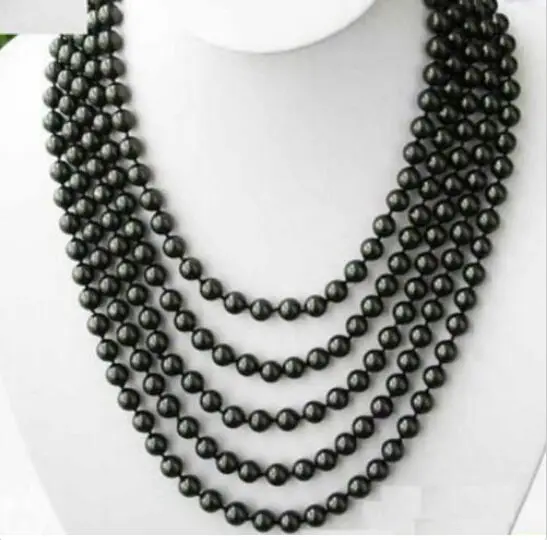 

AA+ 6-7.5mm TAHITIAN BLACK PEARL NECKLACE 100 INCH WW #@