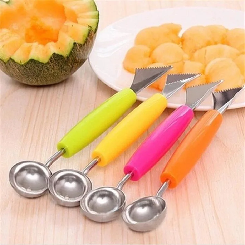 Кухонные принадлежности 2в1 двухголовый маленький нож для фруктов фруктовая ложка для арбуза ложка для мороженого Кухонные гаджеты из нержавеющей стали
