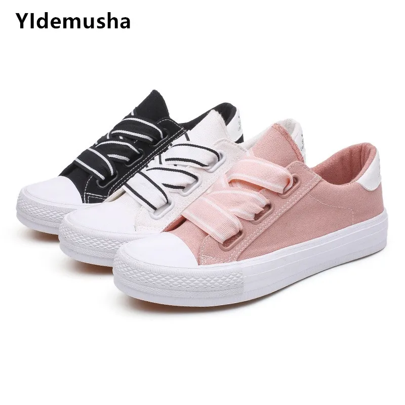 

YIdemusha 2019 Spring Autumn Canvas Shoes Women New Fashion Women Vulcanized Shoes Non-slip Walk Shoes Woman Breathable Sneakers