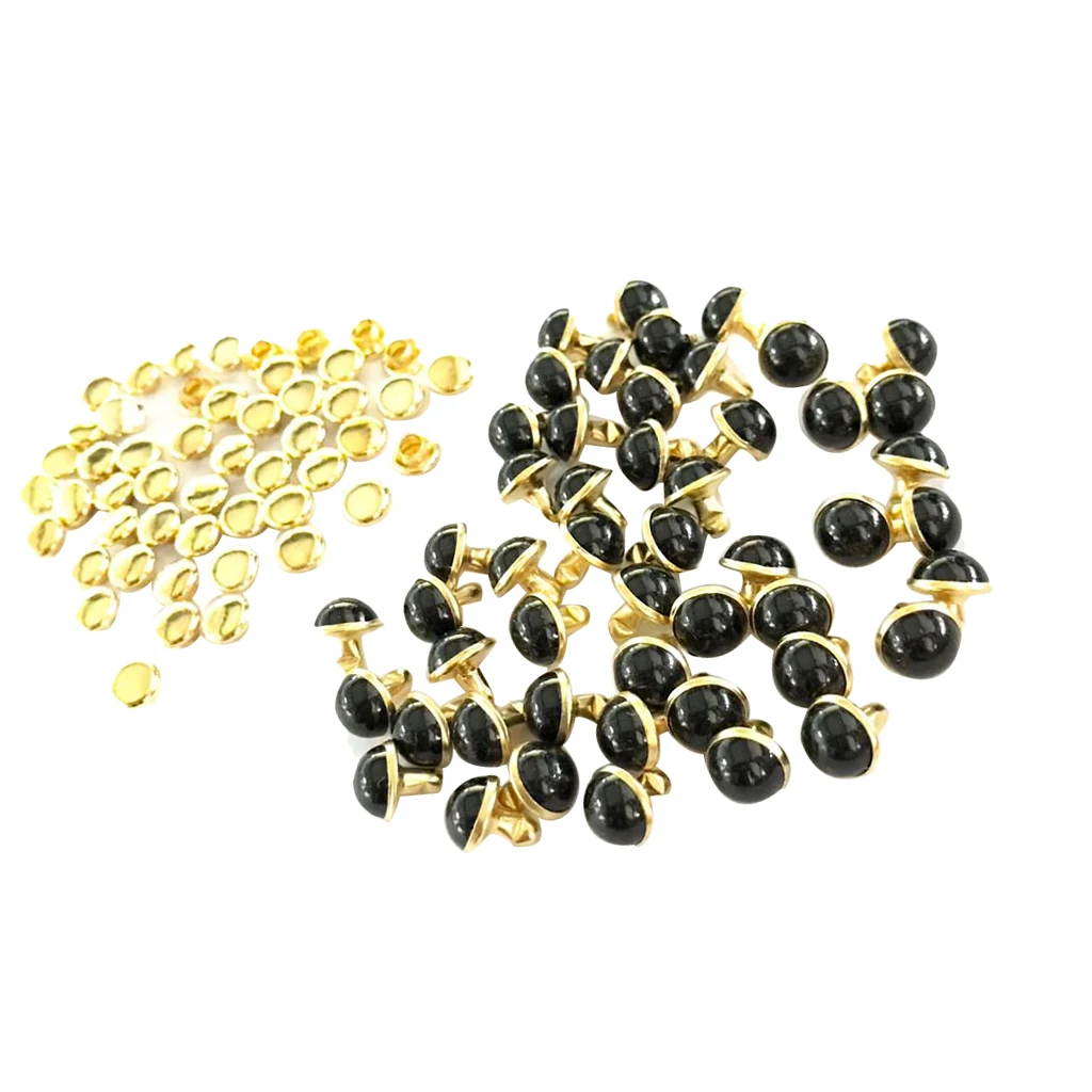 50 Sets Mushroom Dome Rivets Studs Buttons for Leather Belt Bag Shoes Leathercraft 7.5MM	