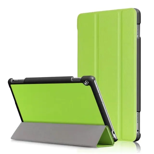 Чехлы для huawei M3 Lite 10 телефон оболочки из искусственной кожи Tri-fold Стенд чехол для huawei MediaPad M3 Lite 10,1 Мобильный телефон сумка+ ручка - Цвет: Зеленый