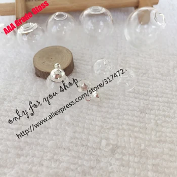 

50set/lot 3X10mm Round Shape Glass Bubble Glass Vial Bottle & Top Cap Set DIY Glass Vial Pendant