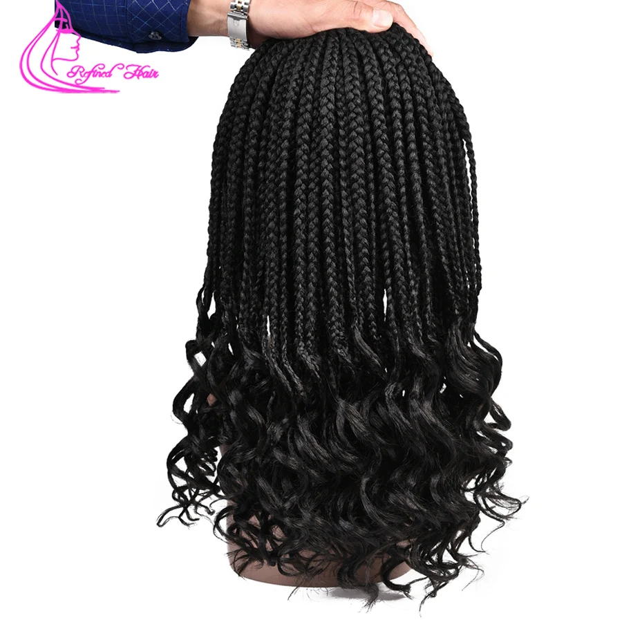 RefinedBox Вязание косичками наращивание волос 14 18 дюймов Ombre волокно 22 корни/pc синтетические плетеные волосы оптом вязанные косы