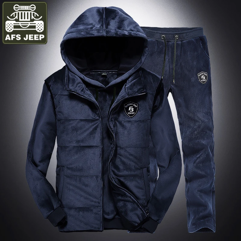 

New Winter Men's Suits Warm Sweatshirt Men + Vest Men Waist Coat+full Length Pants Casual Fashion Jacket Coat Male Size M-4XL