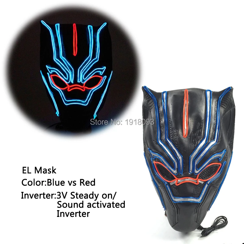 

High-end Silicone masks Panther Mask Novelty Lighting Cold Light EL Wire Mask For Film Theme Cosplay Party Decor