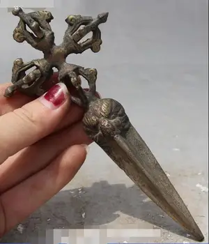 

Antique Old Tibetan Collection Buddhism Bronze Faqi Phurba Dagger Holder Statue