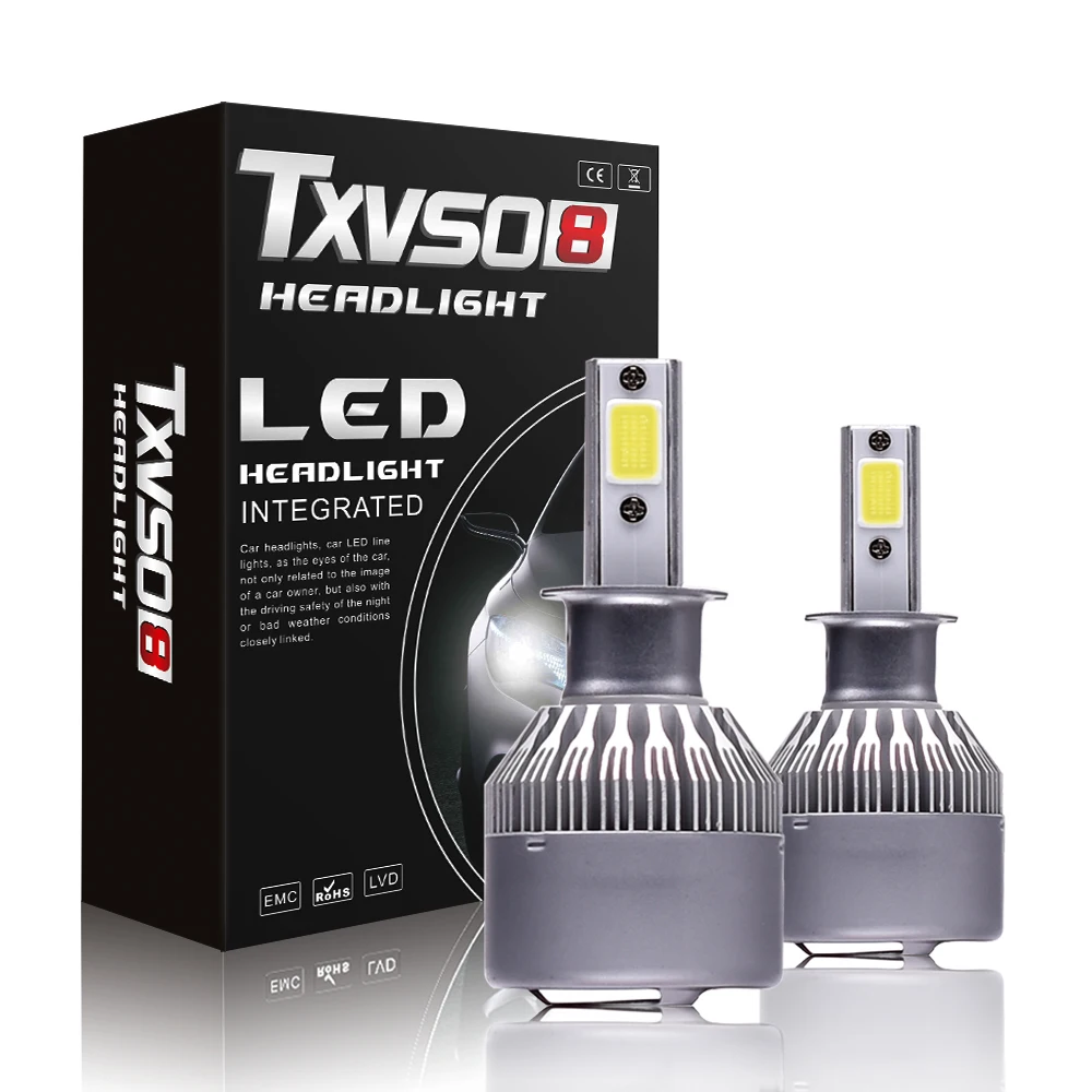 

TXVSO8 2PCS COB Mini Size H3 Auto Headlight Bulbs 55W 6000K 26000LM/Set Front FogLamp Super White Car Lights Drop Shipping