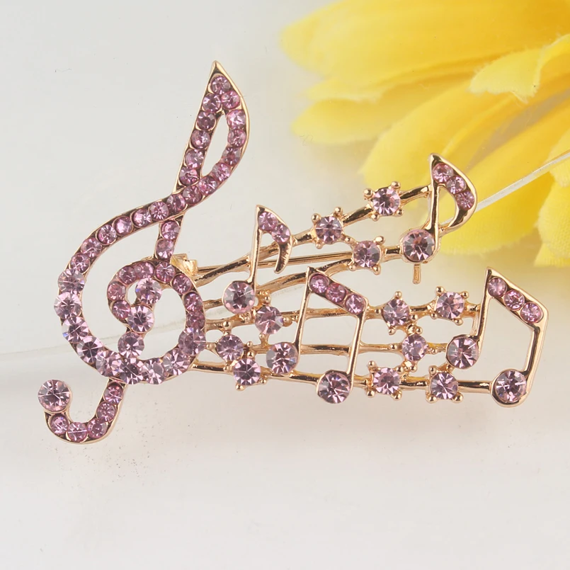 Elegant Crystal Brooch Musical Notes and Treble Clef (4)