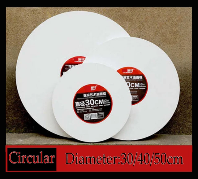 20/30/40/50cm circular canval paper for painting Blank canvas wooden drawing board Oil propylene painting canvas 1