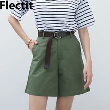 Женские бермуды с высокой талией и широкими штанинами, женские летние шорты, шикарные шорты, повседневная одежда размера плюс s-XXL