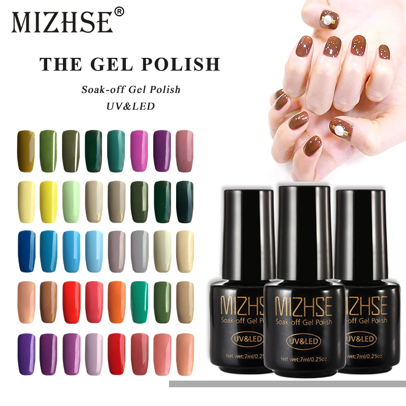 

MIZHSE 7ML Nail Gel Polish Soak Off UV Gel Lacquer Matt Top Base Coat LED Lamp Hybrid Varnishes Gel Paint Nails For Manicure