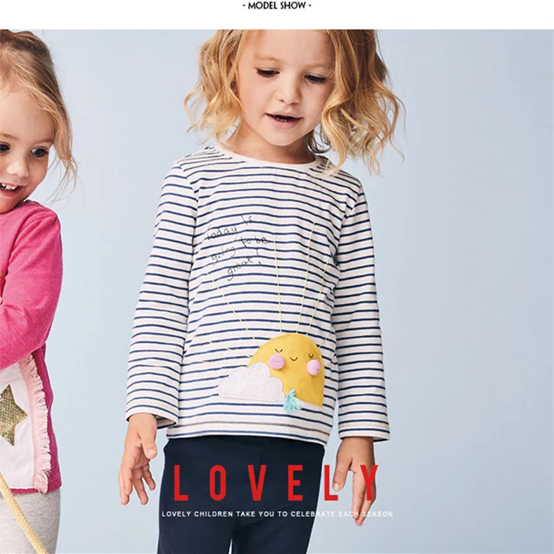 Little maven/Осенняя футболка с длинными рукавами для маленьких девочек от 2 до 7 лет Детские футболки, осенняя одежда