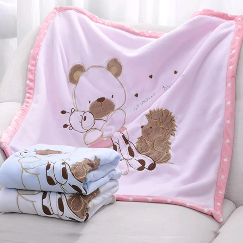 

Baby Blanket Thicken Polar Fleece Swaddle Wrap Newborn Infant Bedding Sleeping Cartoon Blanket Caetoon Bear Baby Quilt 75*75cm