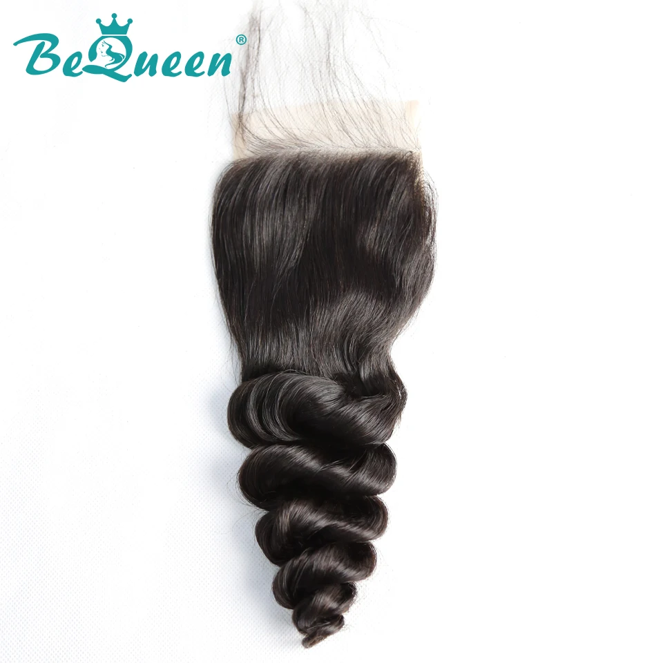 Bequeen бразильские виргинские волосы Кружева Закрытие, свободная часть Размер 4*4, свободная волна девственные волосы отбеленные узлы с детскими волосами