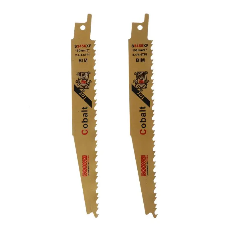 2PCS Gold Reciprocating Sabre BIM Saw Blades for Cutting Metal Professional S3456XF Accessory Kit