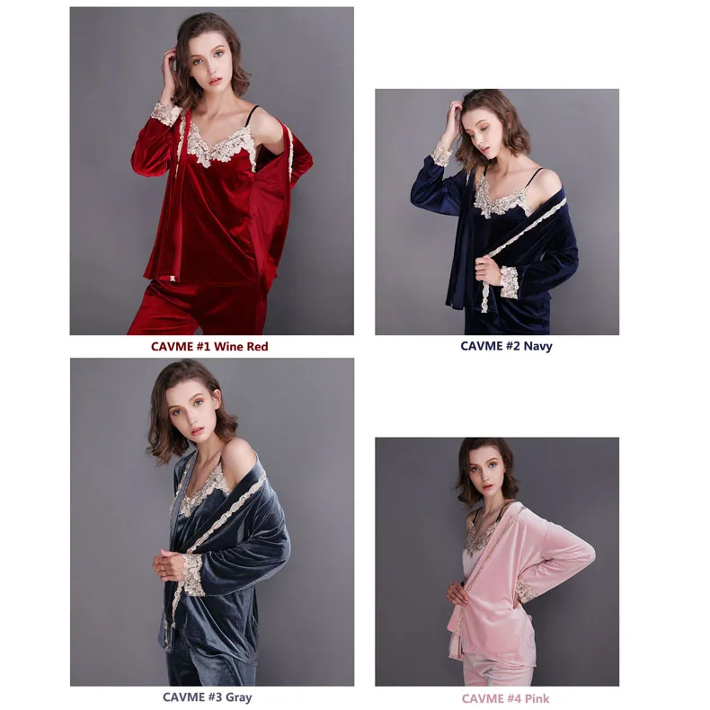 Коллекция 2019 года, велюровый пижамный комплект больших размеров для женщин, сексуальные кружевные пижамные комплекты, пижама на