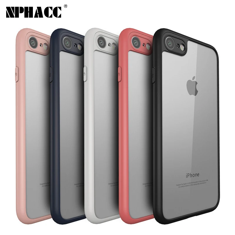 2017 New For iPhone X case transparent PC back+TPU frame soft cover for 8 8plus mobile phone coque accessories Capa |