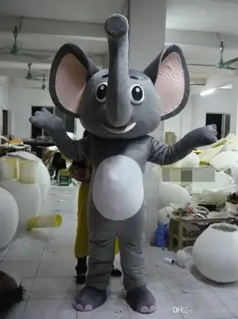 

Adult Size grey Elephant animal Costume Halloween Christmas OEM Cartoon Mascot Clothing Party Fancy Dress Free shipping