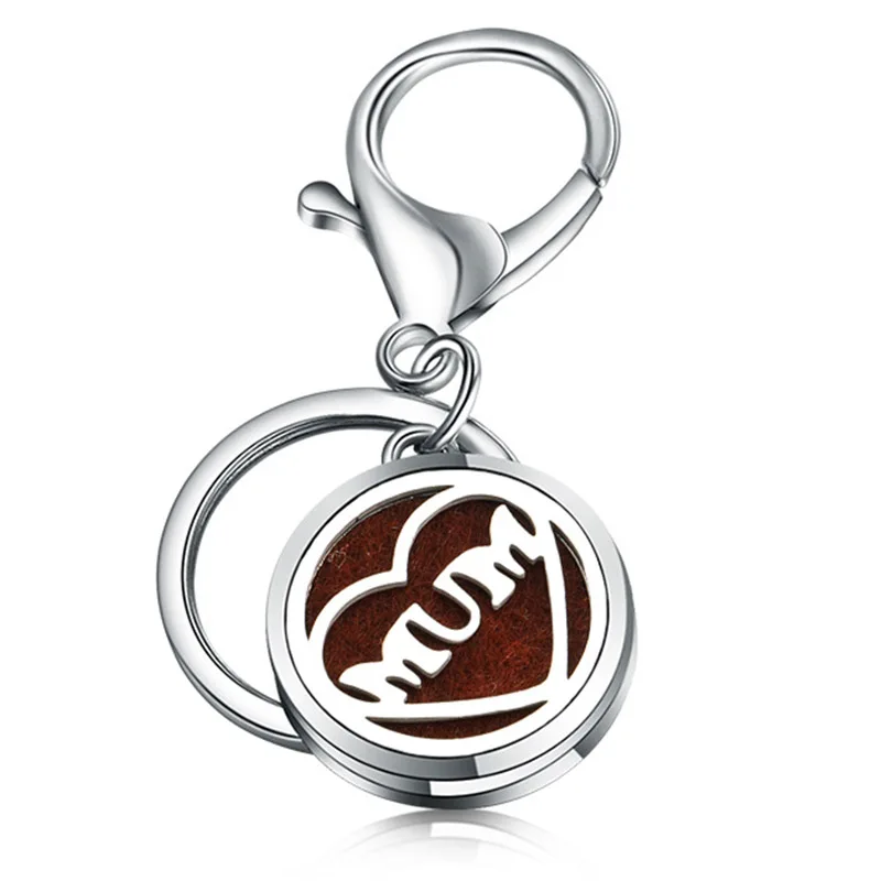 

Charm High Quality Love MUM Perfume KeyChain Stainless Steel Essential Oil Diffuser Perfume Aromatherapy Locket KeyChain Jewelry
