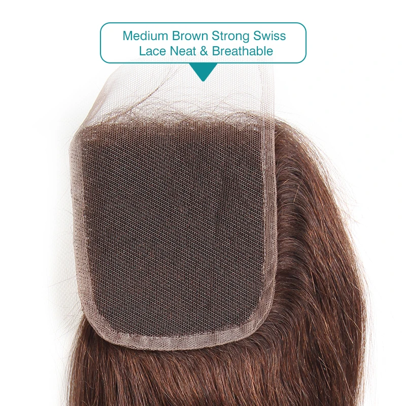 Ali Fumi queen hair бразильские прямые 4*4 Кружева Закрытие 4 # цвет 100% парик из волос Реми