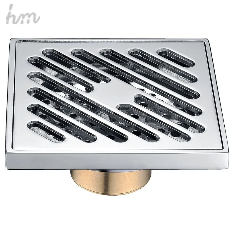 Floor Drainer Square Brass Shower Drainer Grate Waste Tile Insert Square Floor Waste Grates Bathroom Shower Drain Floor Drain (3)