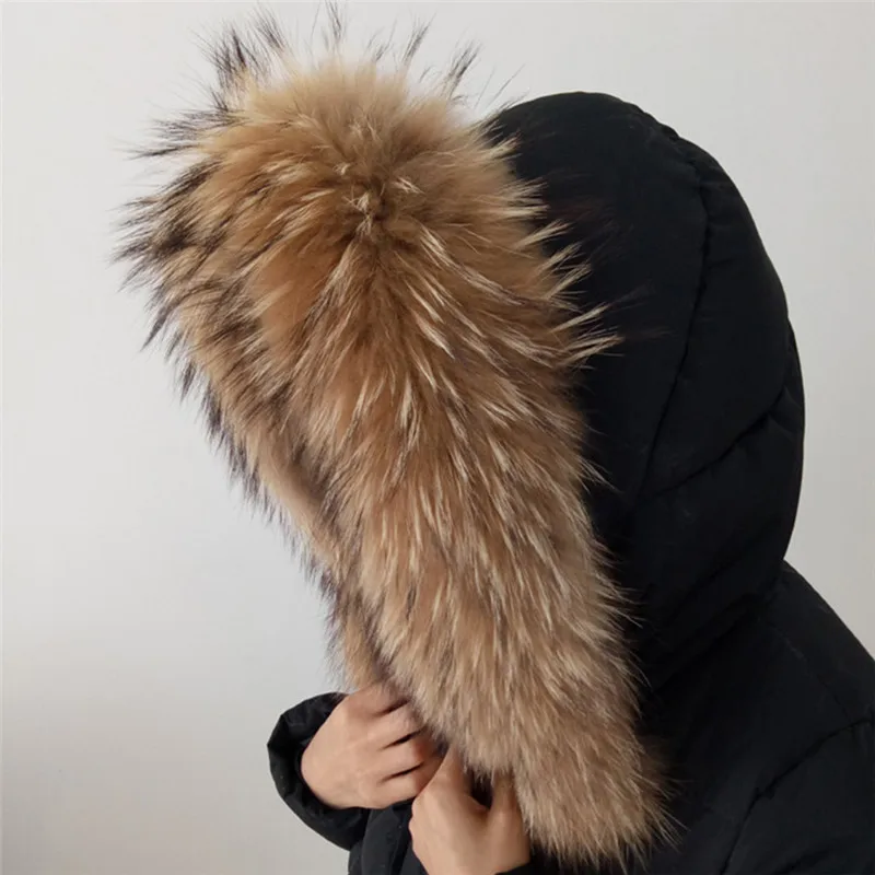 

70*15 Longth Real Fur Collar Woman Winter 100% Raccoon Fur Scarf Collar With Fastener