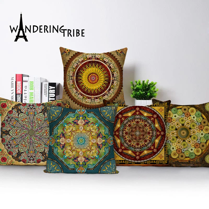 

Mandala pillowcase Colorful Classic Ethnic Endless Cushion Cove Geometric Home Car Decorative soft seat linen cushions almohada