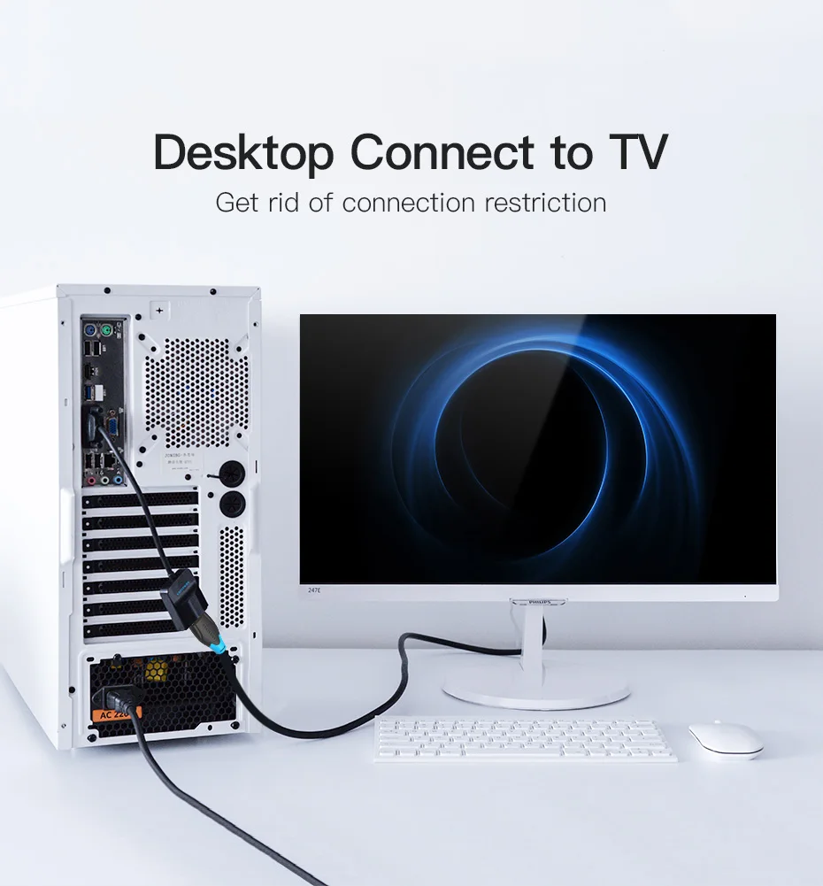 Vention VGA в HDMI конвертер Кабель-адаптер 1080P аналоговый в цифровой видео аудио конвертер для ПК ноутбука к HDTV проектору