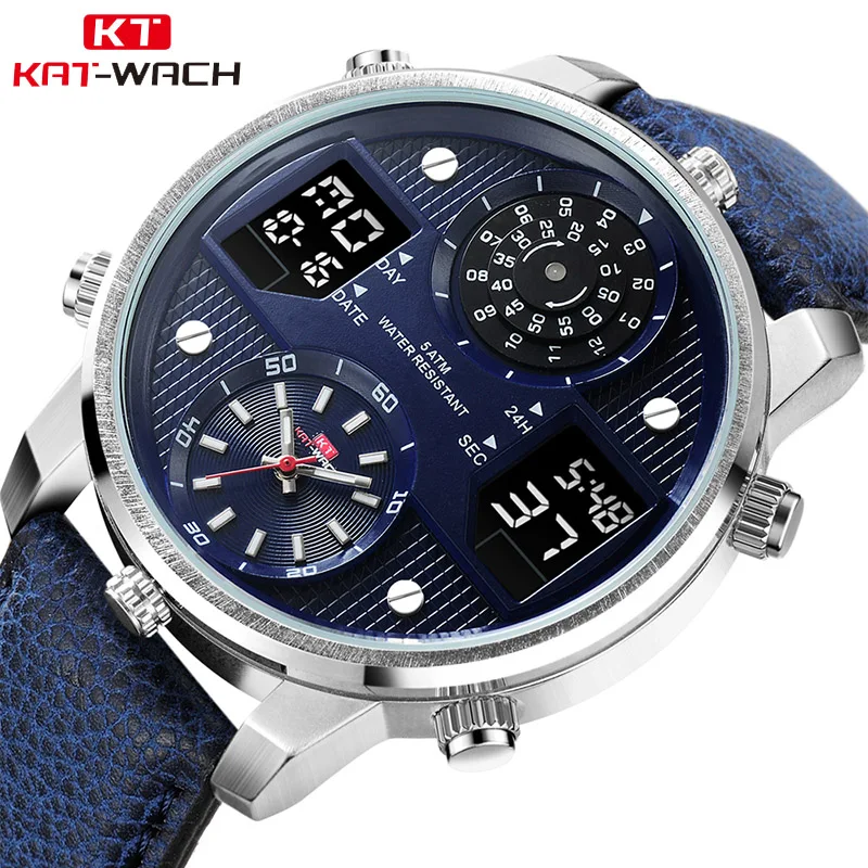 #cheap Top Brand Digital Men #039;s Watch Men Chronograph Analog Quartz Business Watch 50m Waterproof Silicone Leather Strap Wristwatch
