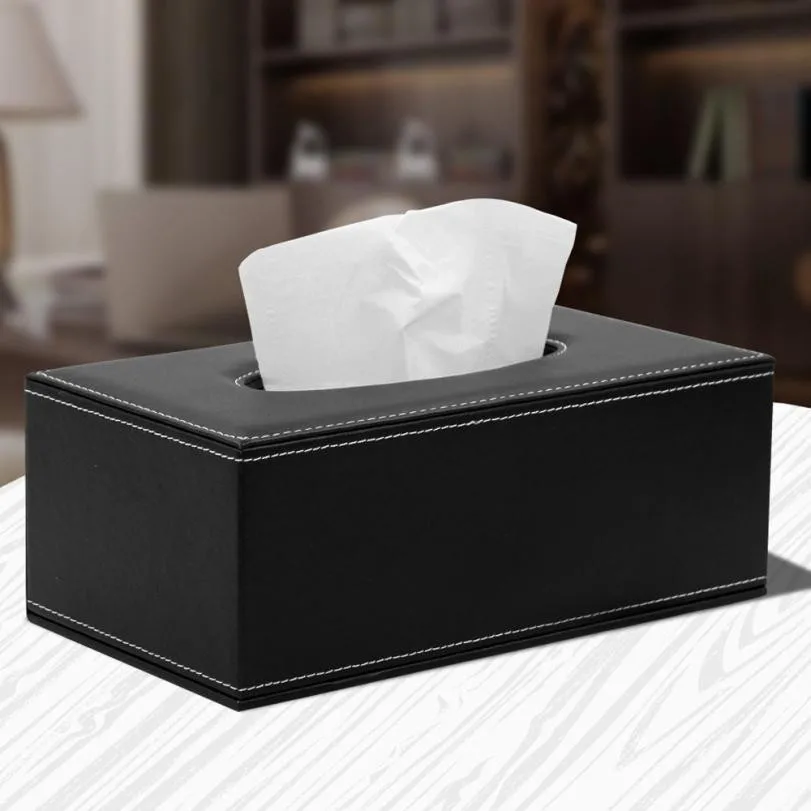 Leatherette Cover Plastic Tissue Box Holder Storage Organizer Nordic