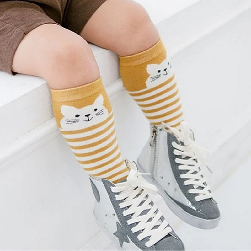 HPBBKD детские носки для мальчиков и девочек Детские хлопковые носки с забавными рисунками детские дышащие нескользящие носки для маленьких мальчиков и девочек CS.81 - Цвет: yellow cat